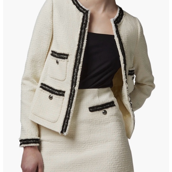 LK Bennett Cream and Black Trim Blazer - Picture 9 of 11